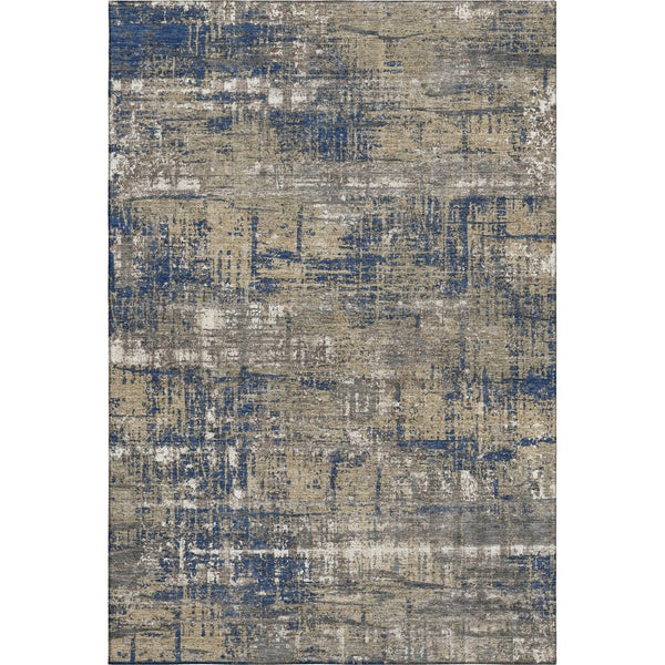 HomeRoots 5' X 8' Washable Navy Blue Geometric Area Rug with UV Protection – Durable, Stylish & Easy Care! 709716