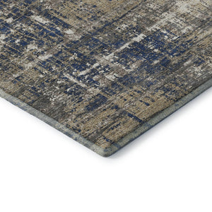 HomeRoots 5' X 8' Washable Navy Blue Geometric Area Rug with UV Protection – Durable, Stylish & Easy Care! 709716