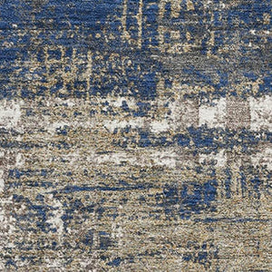 HomeRoots 5' X 8' Washable Navy Blue Geometric Area Rug with UV Protection – Durable, Stylish & Easy Care! 709716