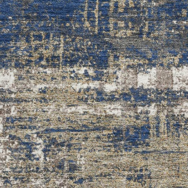 HomeRoots 5' X 8' Washable Navy Blue Geometric Area Rug with UV Protection – Durable, Stylish & Easy Care! 709716