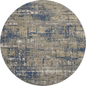 HomeRoots 8' X 10' Navy Blue, Taupe & Beige Geometric Area Rug - Washable, Stain-Resistant, UV Protected! 709718