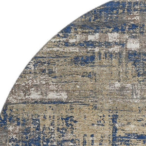 HomeRoots 8' X 10' Navy Blue, Taupe & Beige Geometric Area Rug - Washable, Stain-Resistant, UV Protected! 709718