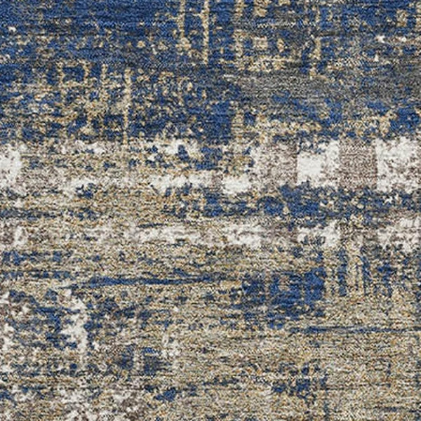 HomeRoots 10' Geometric Area Rug in Navy Blue, Taupe & Beige - Washable, UV Protected, Ideal for Homes 709720