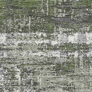 HomeRoots 5' X 8' Olive Green Ivory Gray Geometric Washable Area Rug with UV Protection for Modern Spaces 709722