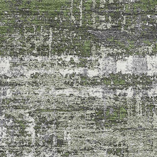 HomeRoots 5' X 8' Olive Green Ivory Gray Geometric Washable Area Rug with UV Protection for Modern Spaces 709722