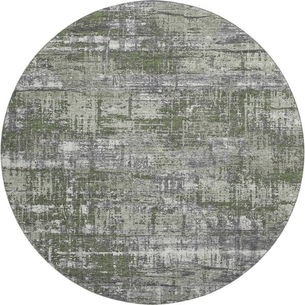 HomeRoots 8' X 10' Olive Green Ivory & Gray Geometric Washable Area Rug with UV Protection for Active Homes 709724