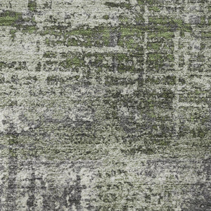 HomeRoots 8' X 10' Olive Green Ivory & Gray Geometric Washable Area Rug with UV Protection for Active Homes 709724