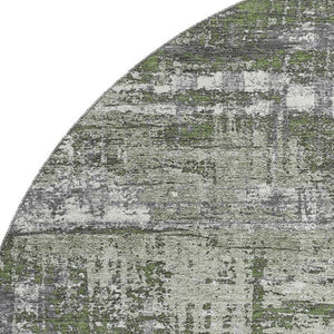 HomeRoots 8' X 10' Olive Green Ivory & Gray Geometric Washable Area Rug with UV Protection for Active Homes 709724