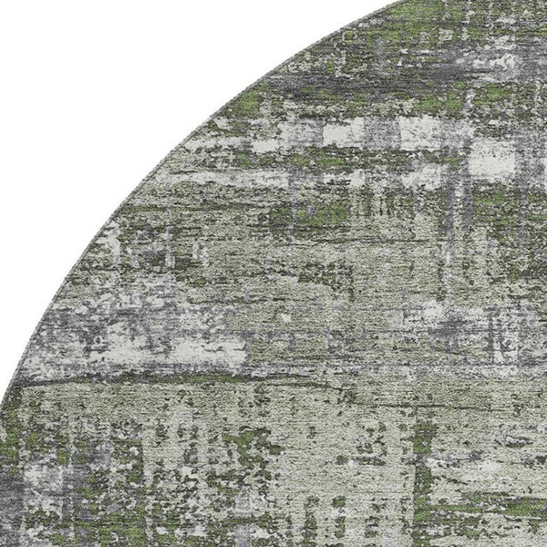 HomeRoots 8' X 10' Olive Green Ivory & Gray Geometric Washable Area Rug with UV Protection for Active Homes 709724