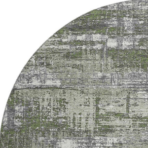 HomeRoots 8' X 10' Olive Green Ivory & Gray Geometric Washable Area Rug with UV Protection for Active Homes 709724