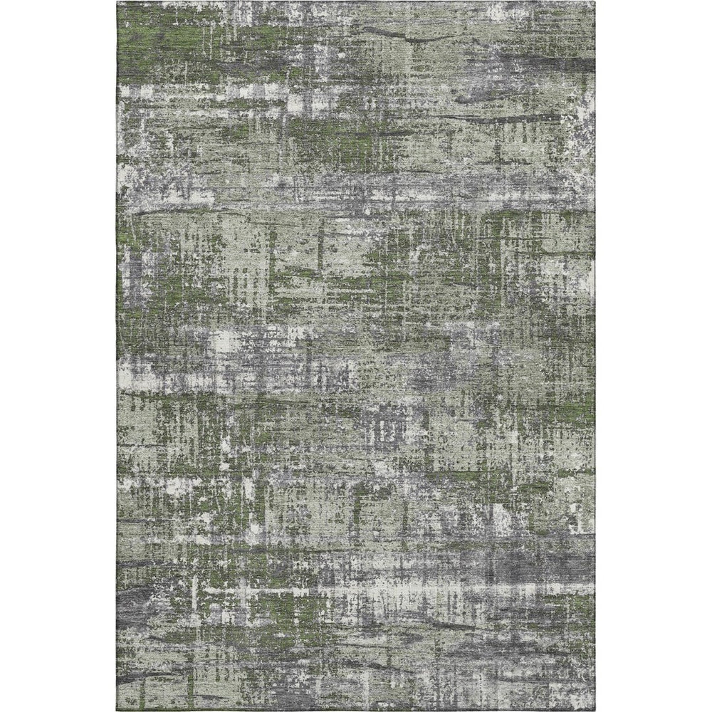 HomeRoots 9' X 12' Olive Green Geometric Area Rug - Washable, UV-Protected, Stain-Resistant for Busy Homes! 709725