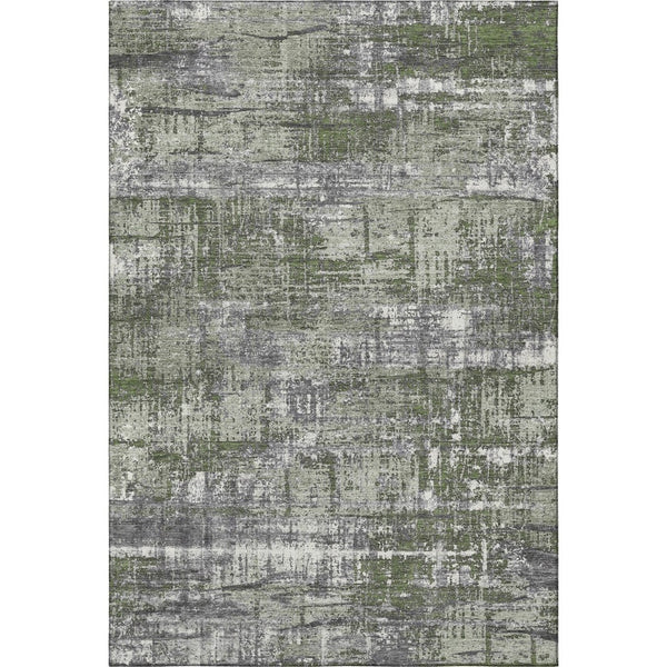 HomeRoots 9' X 12' Olive Green Geometric Area Rug - Washable, UV-Protected, Stain-Resistant for Busy Homes! 709725