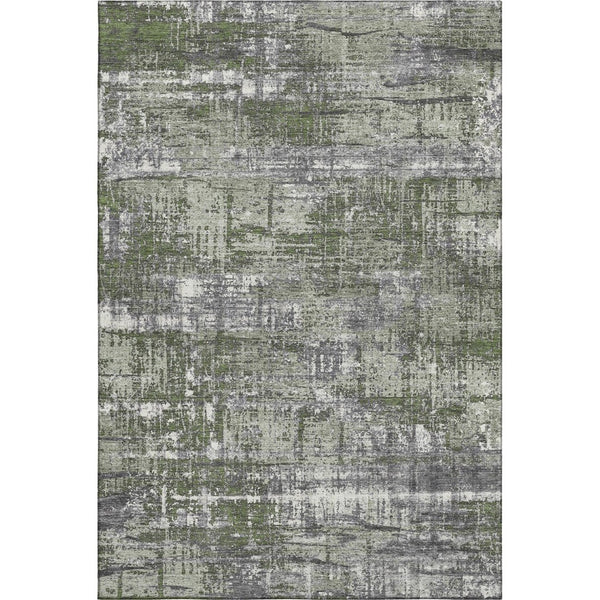 HomeRoots 10' X 14' Olive Green, Ivory & Gray Geometric Area Rug – Stylish, Washable, UV Protected & Durable! 709726