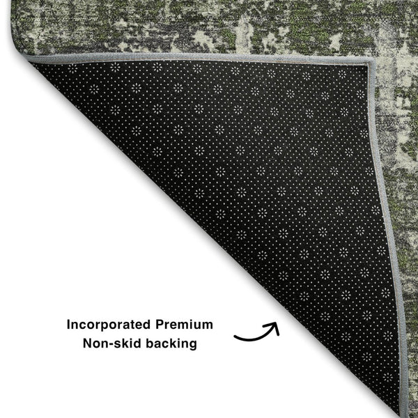HomeRoots 10' X 14' Olive Green, Ivory & Gray Geometric Area Rug – Stylish, Washable, UV Protected & Durable! 709726