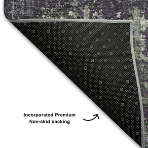 HomeRoots 9' X 12' Stylish Purple Green Ivory Geometric Area Rug - Washable, UV Protected, Pet-Friendly Design 709731
