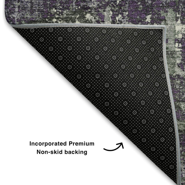 HomeRoots 9' X 12' Stylish Purple Green Ivory Geometric Area Rug - Washable, UV Protected, Pet-Friendly Design 709731