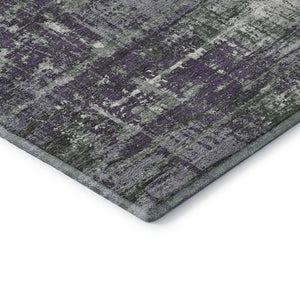 HomeRoots 9' X 12' Stylish Purple Green Ivory Geometric Area Rug - Washable, UV Protected, Pet-Friendly Design 709731