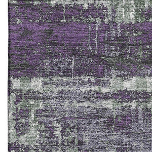 HomeRoots 9' X 12' Stylish Purple Green Ivory Geometric Area Rug - Washable, UV Protected, Pet-Friendly Design 709731