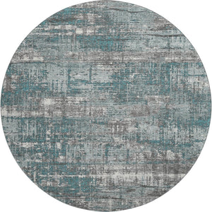 HomeRoots 8' X 10' Modern Geometric Teal Gray Ivory Washable Area Rug with UV Protection for Everyday Living 709736