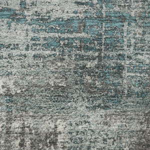 HomeRoots 8' X 10' Modern Geometric Teal Gray Ivory Washable Area Rug with UV Protection for Everyday Living 709736