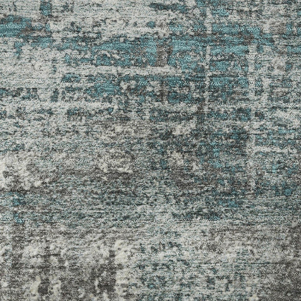 HomeRoots 8' X 10' Modern Geometric Teal Gray Ivory Washable Area Rug with UV Protection for Everyday Living 709736