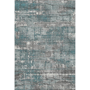 HomeRoots 10' X 14' Teal Gray Ivory Geometric Area Rug - Washable, UV Protected, Stain Resistant for Busy Homes 709738