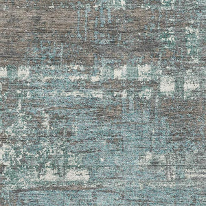 HomeRoots 5' X 8' Taupe Teal Ivory Geometric Area Rug - Washable, UV Protected, Non-Slip for Stylish Living Spaces 709740