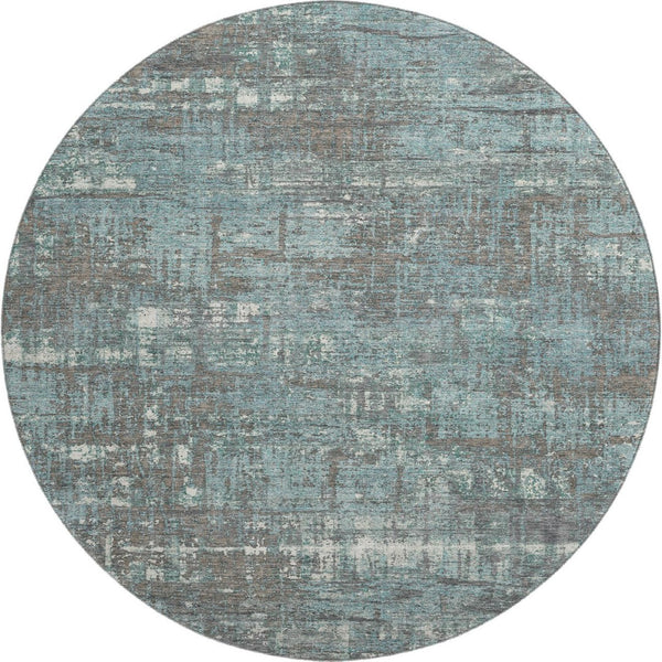 HomeRoots 8' X 10' Stylish Geometric Area Rug in Taupe, Teal & Ivory – Washable, UV-Protected & Kid-Friendly! 709742