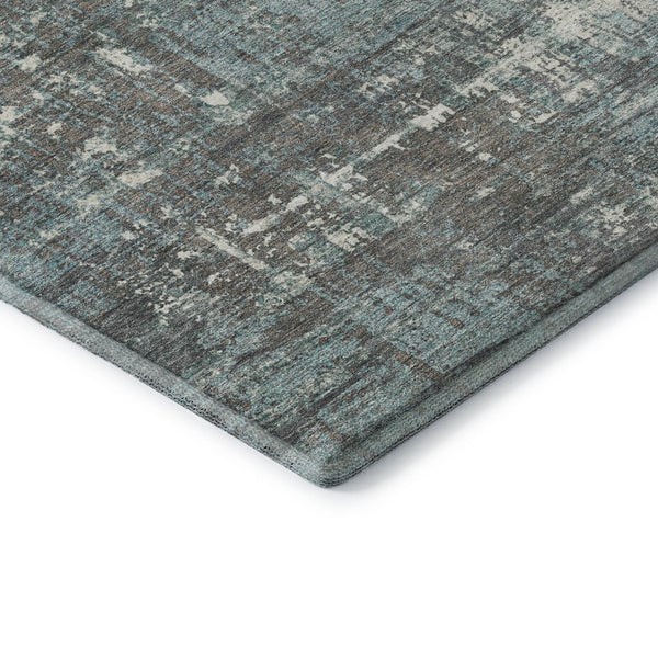 HomeRoots 8' X 10' Stylish Geometric Area Rug in Taupe, Teal & Ivory – Washable, UV-Protected & Kid-Friendly! 709742
