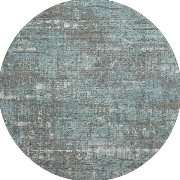 HomeRoots 8' X 10' Stylish Geometric Area Rug in Taupe, Teal & Ivory – Washable, UV-Protected & Kid-Friendly! 709742