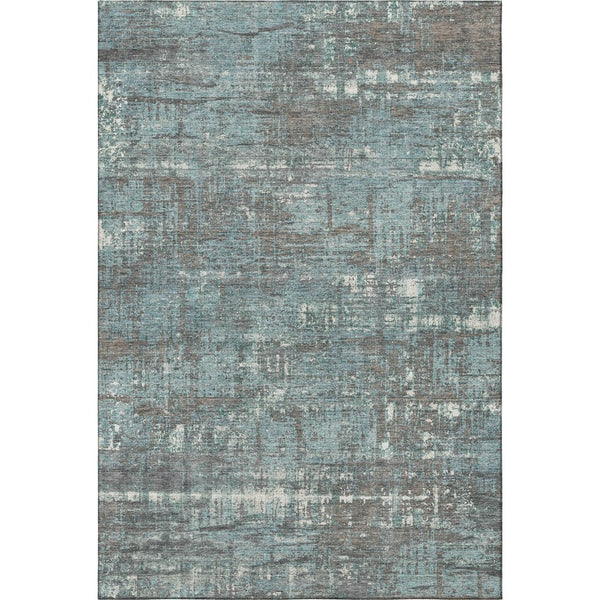 HomeRoots 9' X 12' Stylish Taupe Teal Ivory Geometric Washable Area Rug with UV Protection for High Traffic Areas 709743