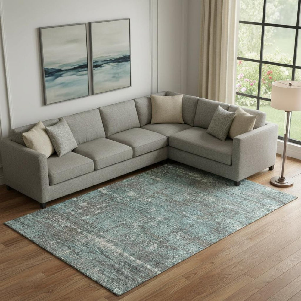 HomeRoots 10' X 14' Washable Area Rug with Geometric Design - Durable, UV-Protected, Stain-Resistant & Stylish! 709744