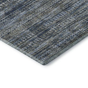 HomeRoots 5' X 8' Stylish Denim Blue Striped Area Rug - Washable, UV Protected, Non-Slip, Perfect for Homes! 709746