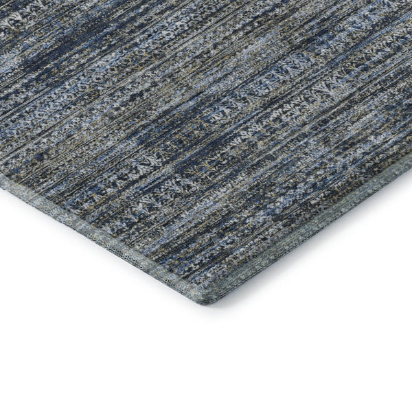HomeRoots 5' X 8' Stylish Denim Blue Striped Area Rug - Washable, UV Protected, Non-Slip, Perfect for Homes! 709746