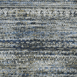HomeRoots 8' X 10' Washable Denim Blue, Ivory & Khaki Striped Area Rug with UV Protection for Busy Homes 709748