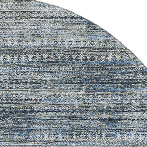 HomeRoots 8' X 10' Washable Denim Blue, Ivory & Khaki Striped Area Rug with UV Protection for Busy Homes 709748