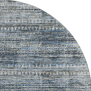 HomeRoots 8' X 10' Washable Denim Blue, Ivory & Khaki Striped Area Rug with UV Protection for Busy Homes 709748