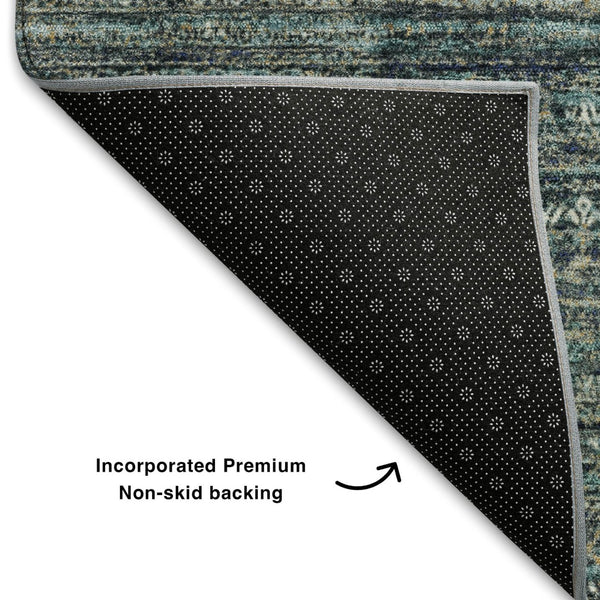 HomeRoots 5' X 8' Stylish Teal, Taupe & Beige Striped Area Rug - Washable, UV-Protected, Durable & Non-Slip! 709752