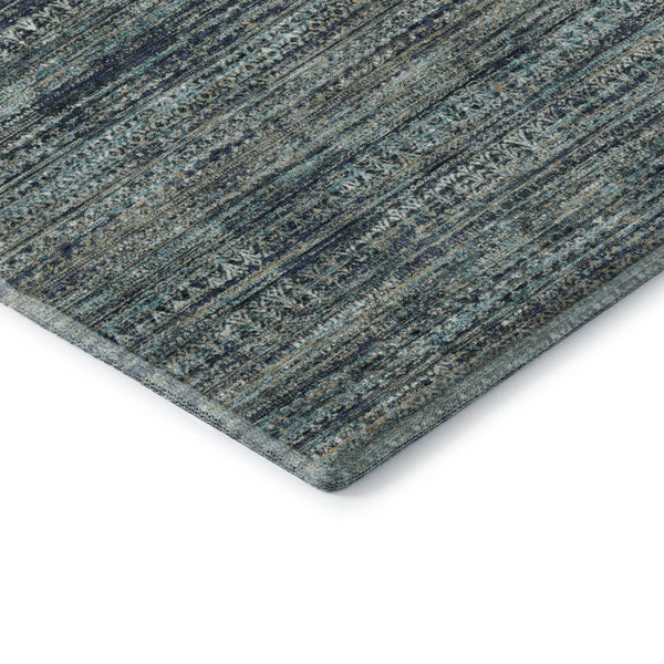 HomeRoots 5' X 8' Stylish Teal, Taupe & Beige Striped Area Rug - Washable, UV-Protected, Durable & Non-Slip! 709752