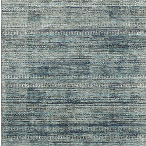 HomeRoots 5' X 8' Stylish Teal, Taupe & Beige Striped Area Rug - Washable, UV-Protected, Durable & Non-Slip! 709752