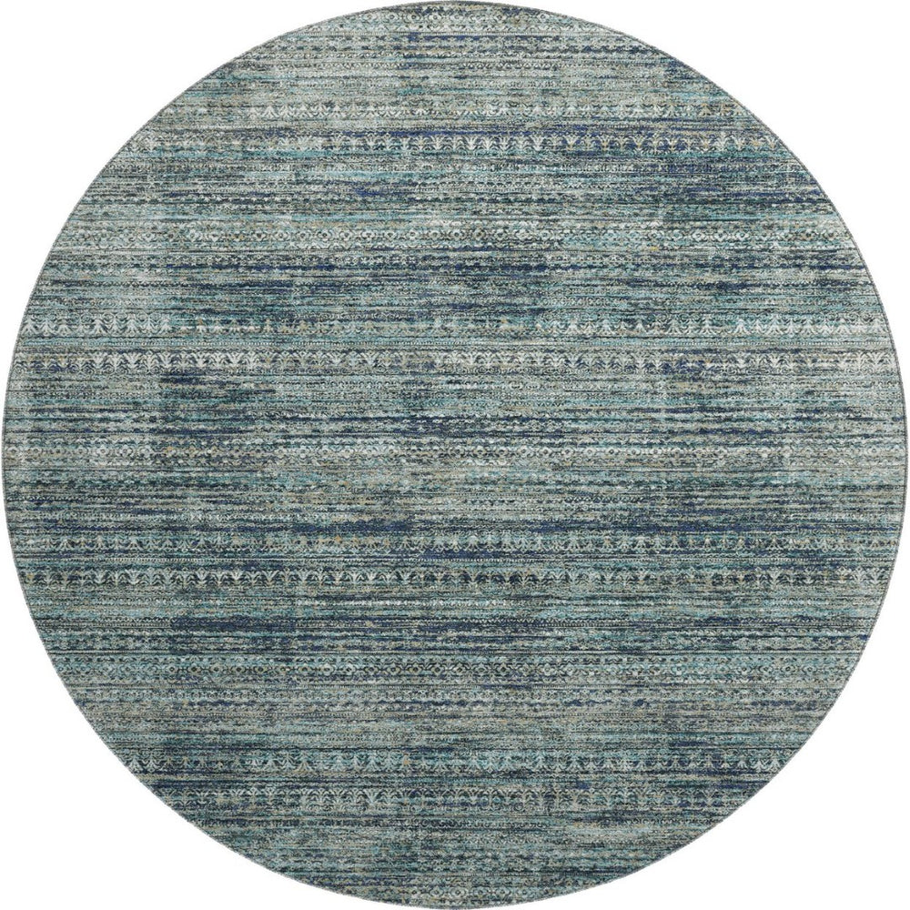 HomeRoots 8' X 10' Striped Washable Area Rug in Teal, Taupe & Beige - Durable, UV-Protected & Stain-Resistant 709754