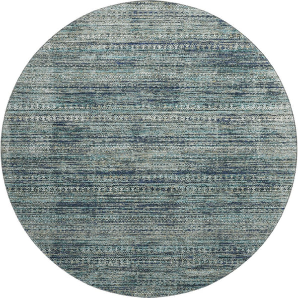 HomeRoots 8' X 10' Striped Washable Area Rug in Teal, Taupe & Beige - Durable, UV-Protected & Stain-Resistant 709754