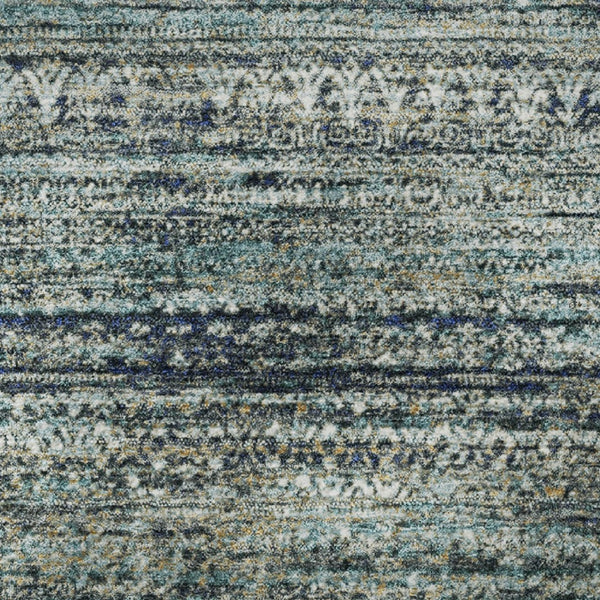 HomeRoots 8' X 10' Striped Washable Area Rug in Teal, Taupe & Beige - Durable, UV-Protected & Stain-Resistant 709754