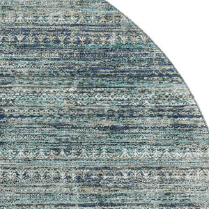 HomeRoots 8' X 10' Striped Washable Area Rug in Teal, Taupe & Beige - Durable, UV-Protected & Stain-Resistant 709754