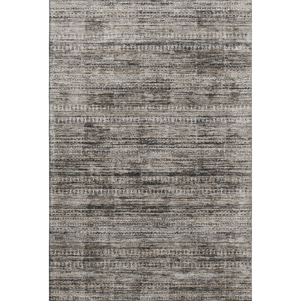 HomeRoots 8' Taupe Brown & Ivory Striped Washable Round Rug – Durable, UV-Protected & Easy-Care Design! 709759