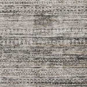 HomeRoots 8' Taupe Brown & Ivory Striped Washable Round Rug – Durable, UV-Protected & Easy-Care Design! 709759
