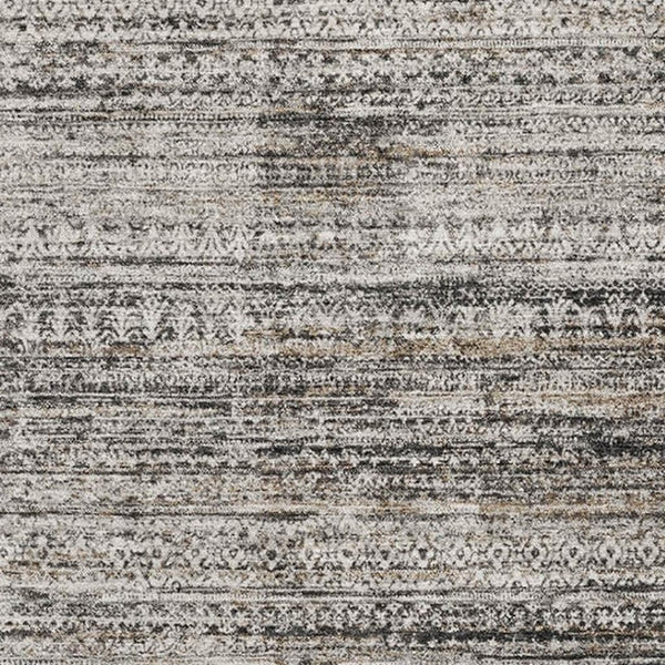 HomeRoots 8' Taupe Brown & Ivory Striped Washable Round Rug – Durable, UV-Protected & Easy-Care Design! 709759