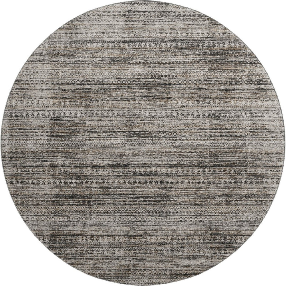 HomeRoots 8' X 10' Stylish Taupe Brown & Ivory Striped Washable Area Rug with UV Protection for Everyday Use 709760