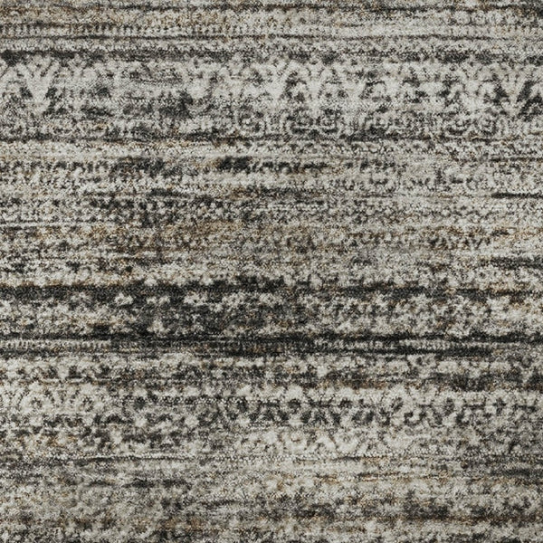 HomeRoots 8' X 10' Stylish Taupe Brown & Ivory Striped Washable Area Rug with UV Protection for Everyday Use 709760