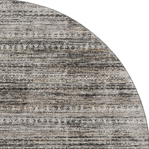 HomeRoots 8' X 10' Stylish Taupe Brown & Ivory Striped Washable Area Rug with UV Protection for Everyday Use 709760